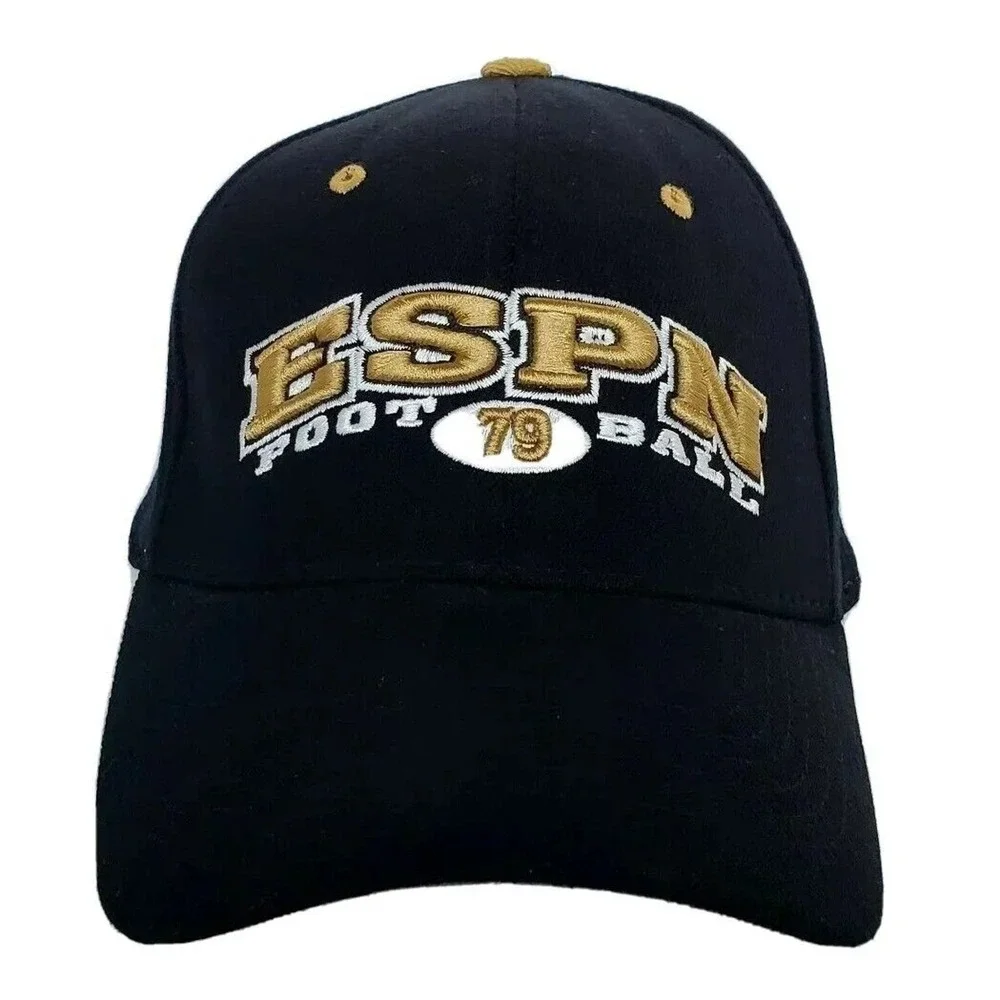 ESPN 79 Sunday Night Football Fitted Hat Black Gold Cap‎ 6 5/8-7 1/8 NFL Adult